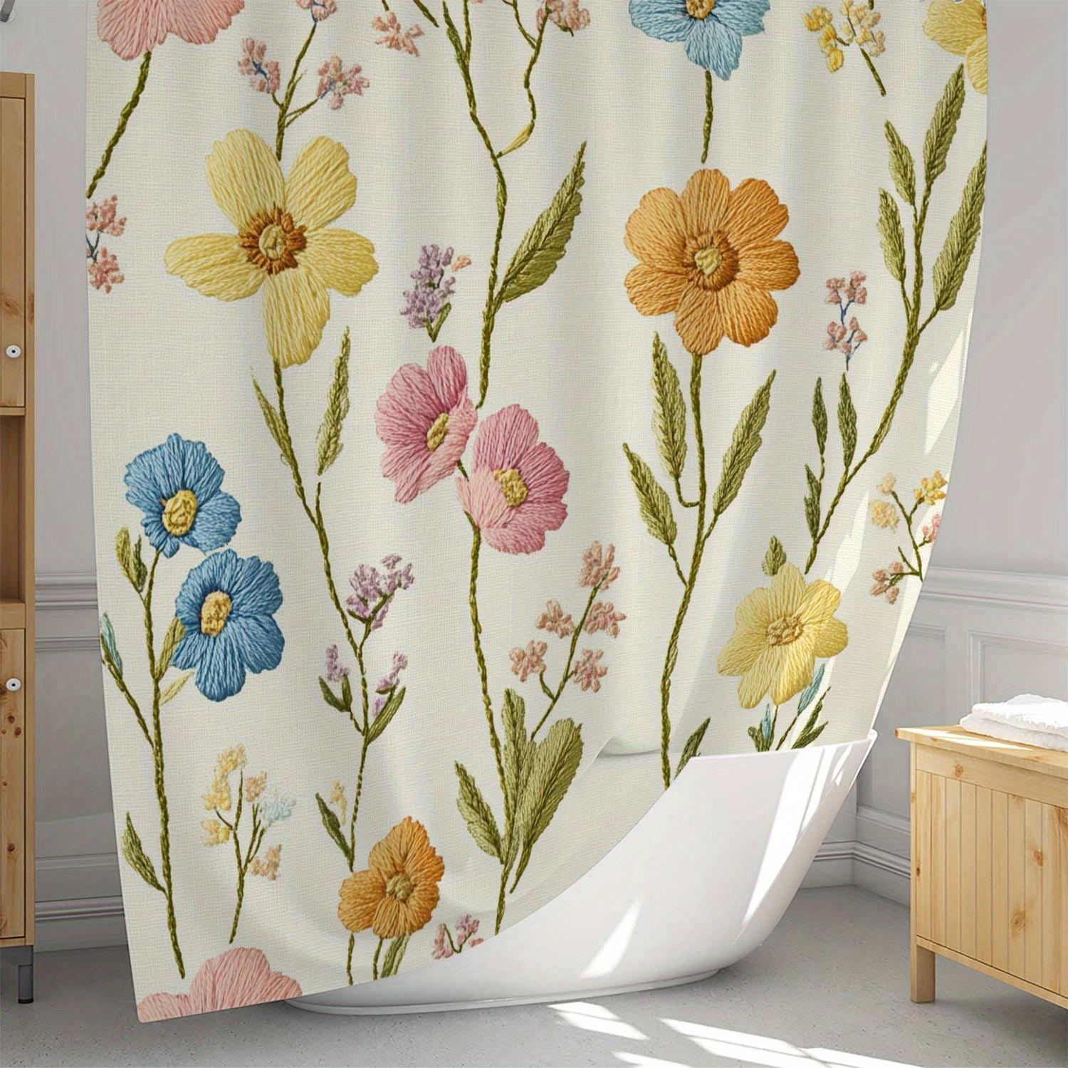 

Elegant Watercolor Wildflowers Design Waterproof Shower Curtain – Perfect For Bringing A Touch Of Nature And Artistry To W60H190(CM)-1 Pcs