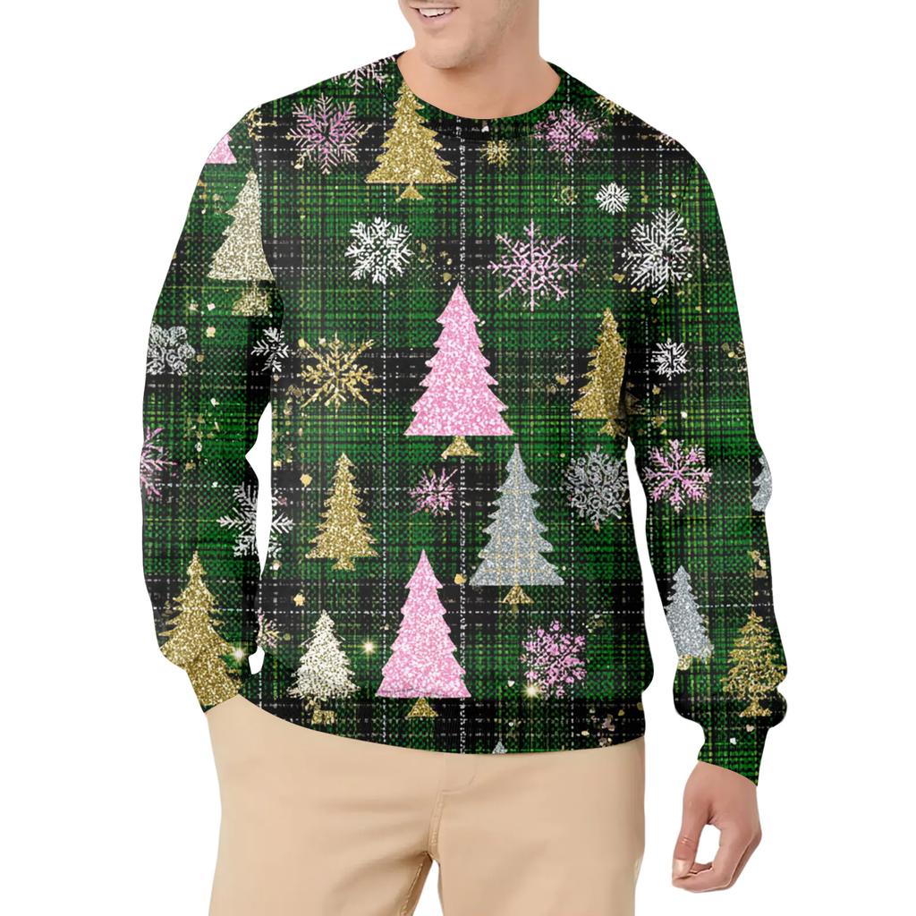 Men's Casual Fashion Printed Round Neck Pullover Sweatshirt