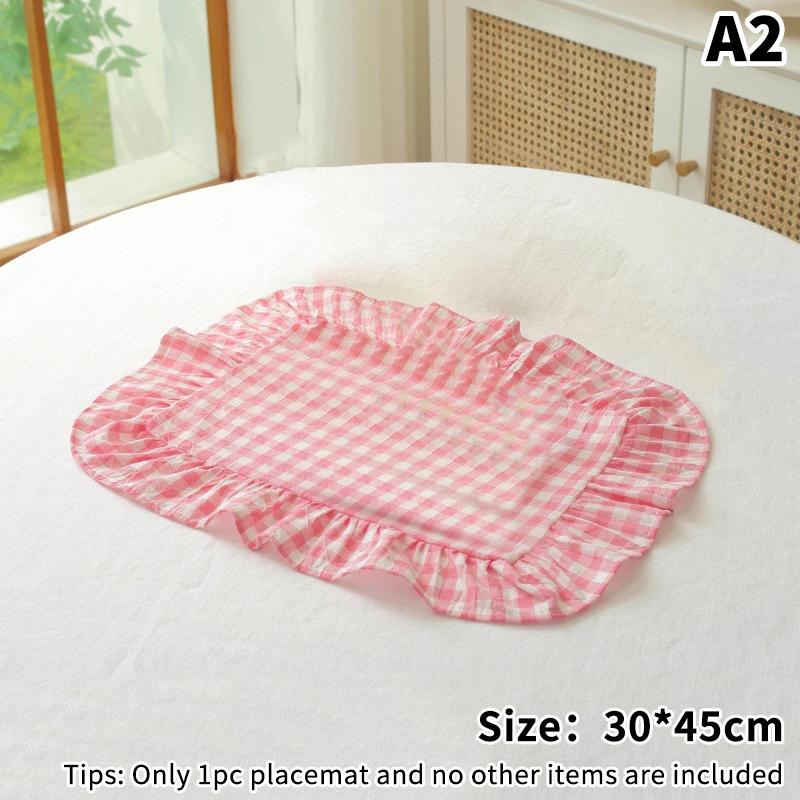 

Minimalist Stripe Ruffle Placemat Coffee Table Mat, Baking Food Photography Napkin Home Desktop Decoration
