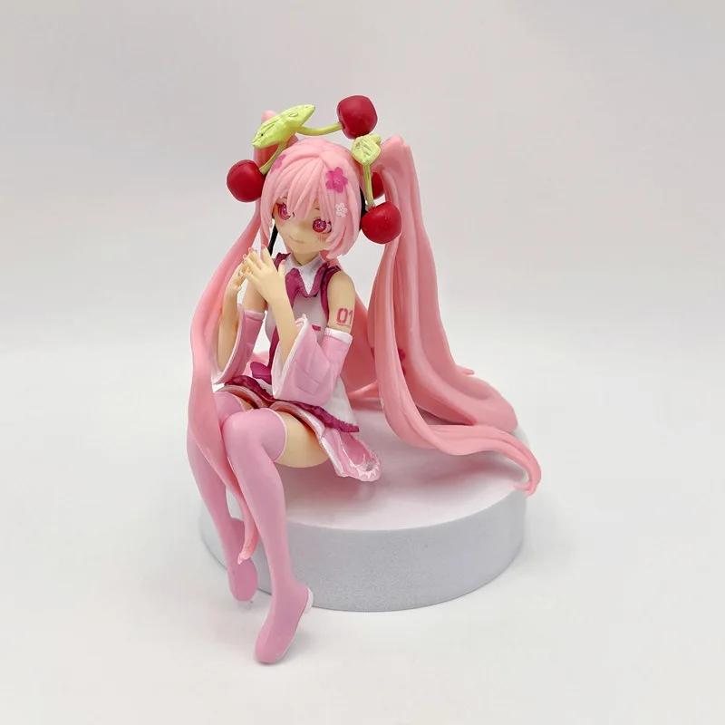 11CM Hatsune Miku Anime Figure Pink Dress PVC Model Action Toys Cherry Pink Cherry Blossom Decoration Collect Gifts