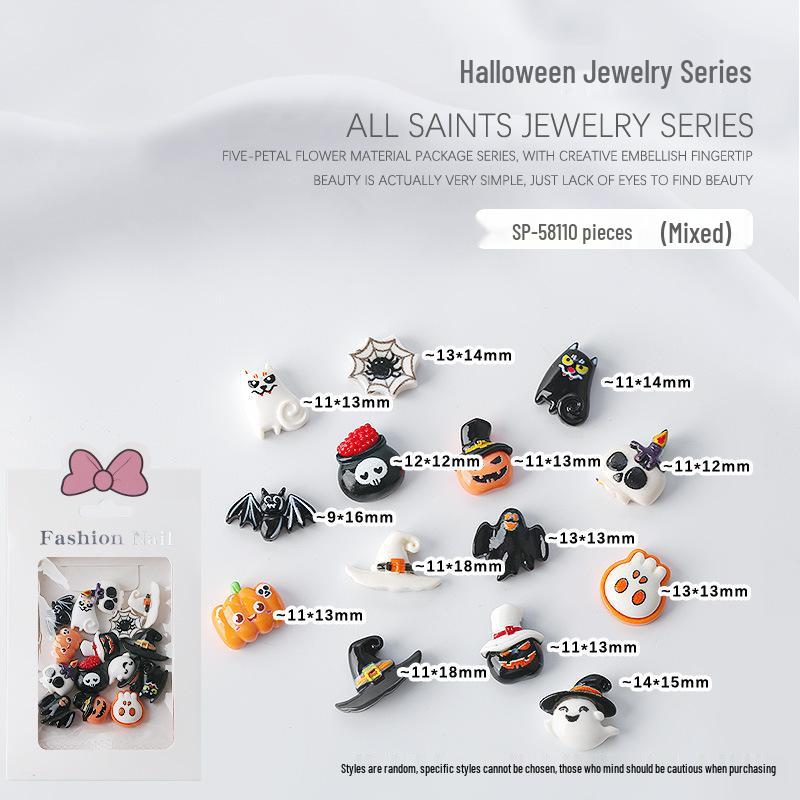 

Halloween & Christmas Nail Art Charms: Skull, Witch, Ghost, Pumpkin, Resin Punk Decorations