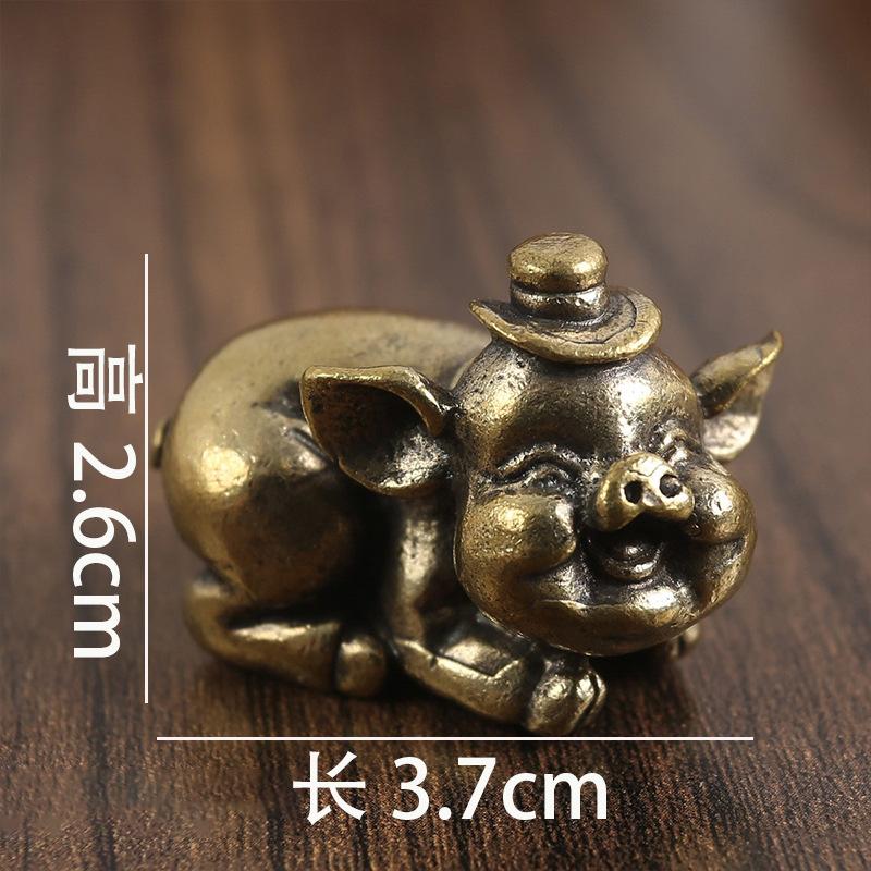 

Латунная свадебная фигурка свиньи, двенадцать знаков зодиака, бронзовые изделия, чайный столик, чайный питомец, чистая медь, зодиакальная свинья, цельная маленькая фигурка, бронзовые изделия