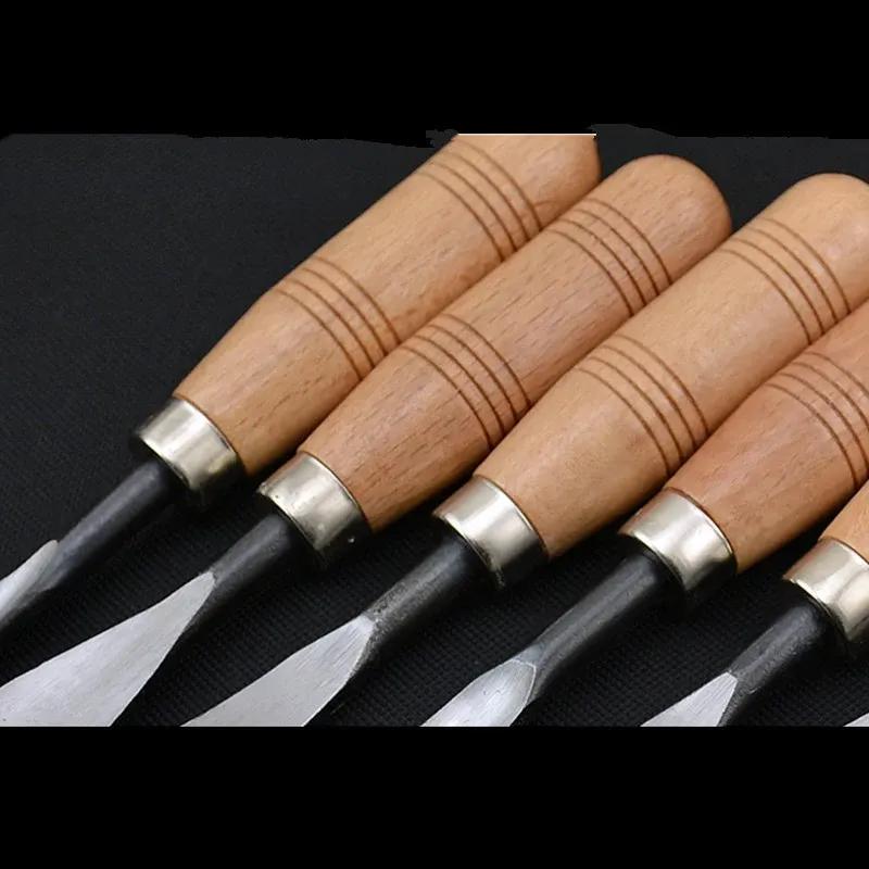 6Pcs Woodcut Knife Wood Carving Chisel Set Chip Detail Carving Chisels Kit Wood Carpenter Hand Tools for Working DIY