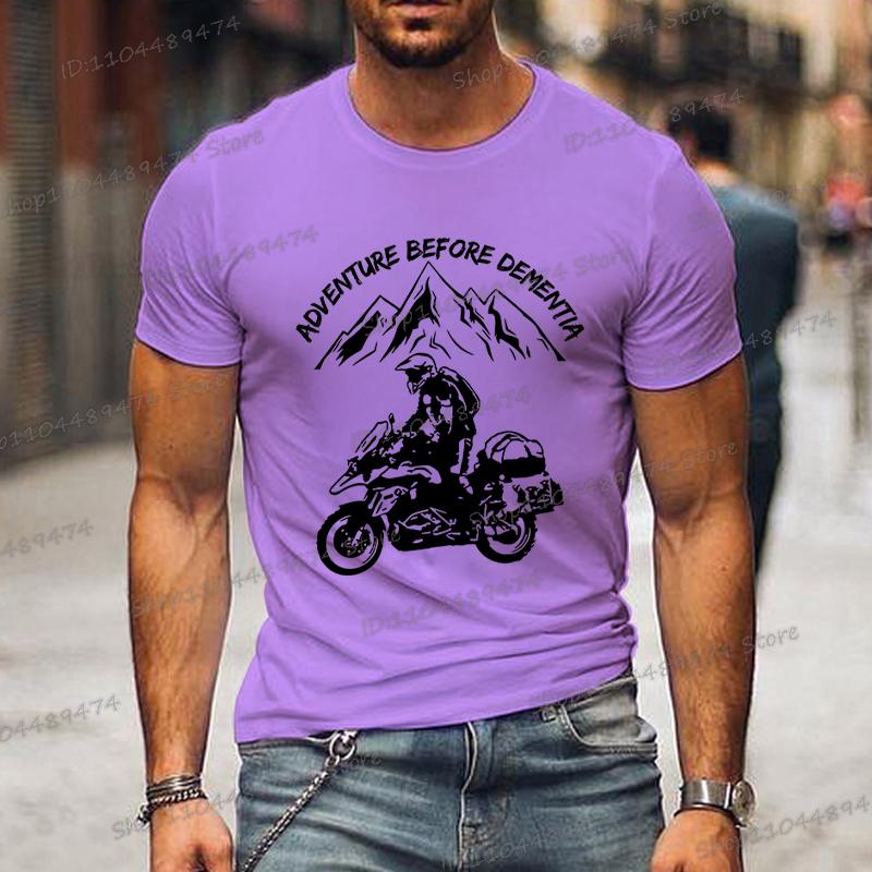 Funny Mountain Adventure Motorcycle T-shirts Harajuku Fashion Men T Shirt Adventure Before Dementia Shirts for Men Women