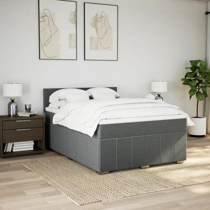 VidaXL Sommier à lattes de lit avec matelas Gris foncé 140x200cm Tissu 3287092