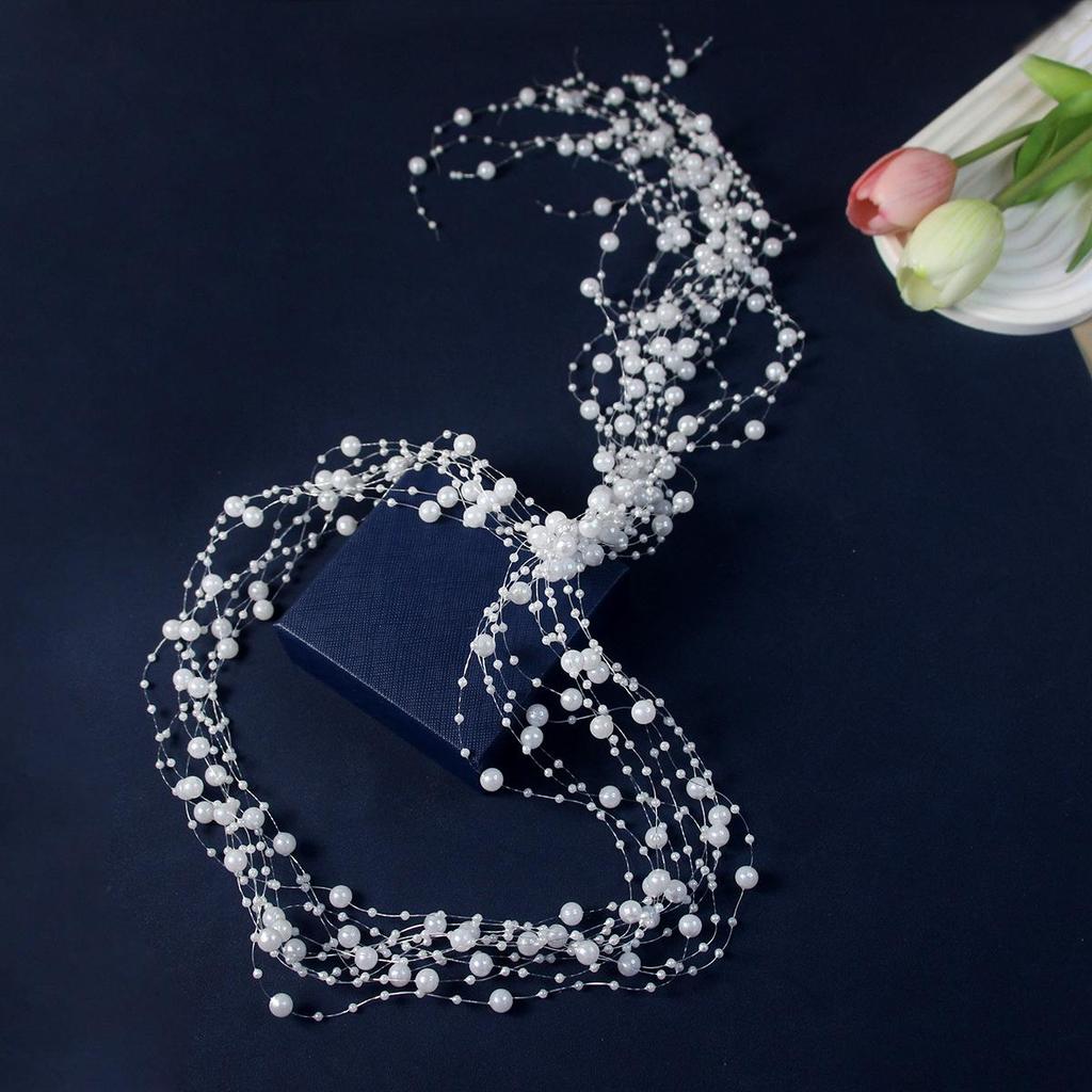 Korean Style Pearl Bridal Headpiece: Handmade Beaded Forest Fairy Wedding Headband