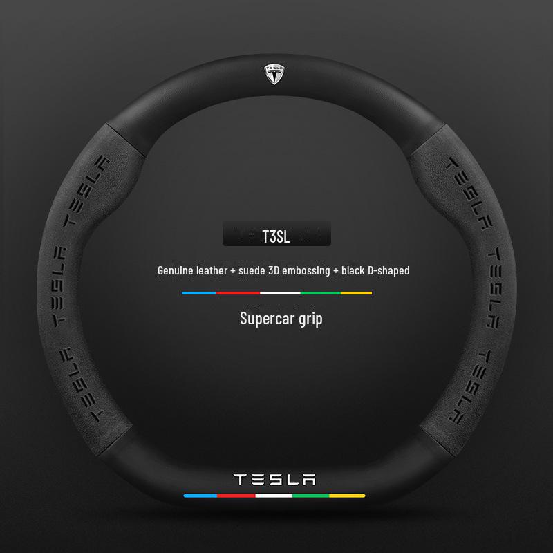 

Чехол на руль Tesla: Натуральная кожа и замша, углеродное волокно для Model 3/Y/X 38cm