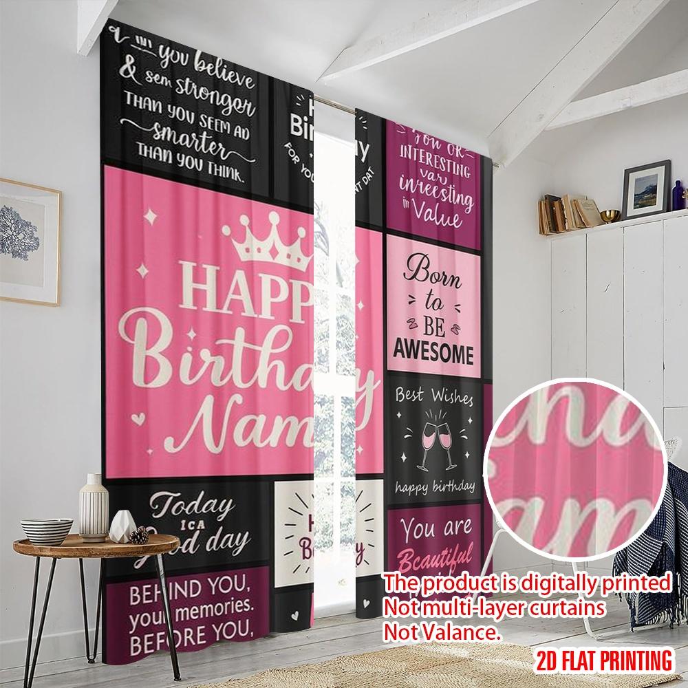 2pcs,2D Plane Printing Curtains&Window Treatment Birthday Quilt Versatile Polyester Fabric (without Rod) Outdoor Decorations for