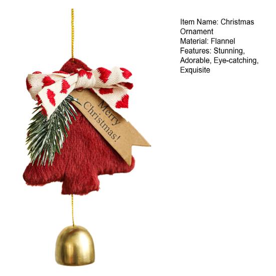 Christmas Wind Chime Ornament Plush Furry Tree Bell Pendant Decorative Doorbell Ornament for Tree Car Home Holiday Decor