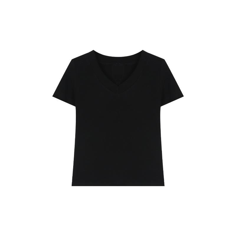 Women's Solid V-Neck Short Sleeve Slimming T-Shirt - 2024 Summer Collection