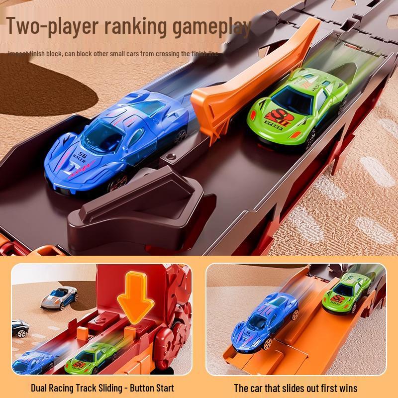 Dinosaur-Themed Folding Ejection Track Set: Children's Educational Alloy Car Toy