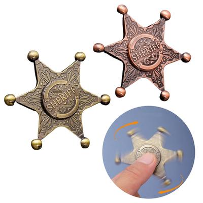 Hexagonal Sheriff Fidget Spinner EDC Metal Rotating Gyroscope Relieves Pressure and Relieves Stress Toy Rotation Resistance