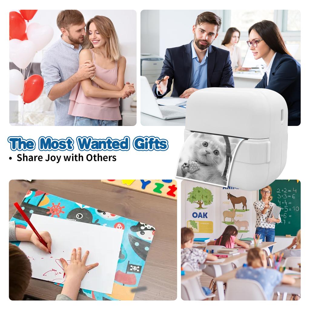 Mini Portable Wireless Printer X18 With 5 Rolls Paper Bluetooth Phone Connection HD 200dpi Photo/Document Printing