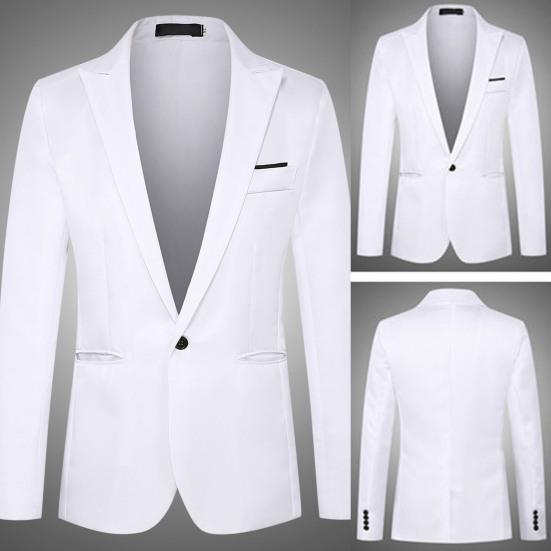 Thin Type Pockets Men Blazer Long Sleeve Single Button Lapel Suit Jacket Male Clothing