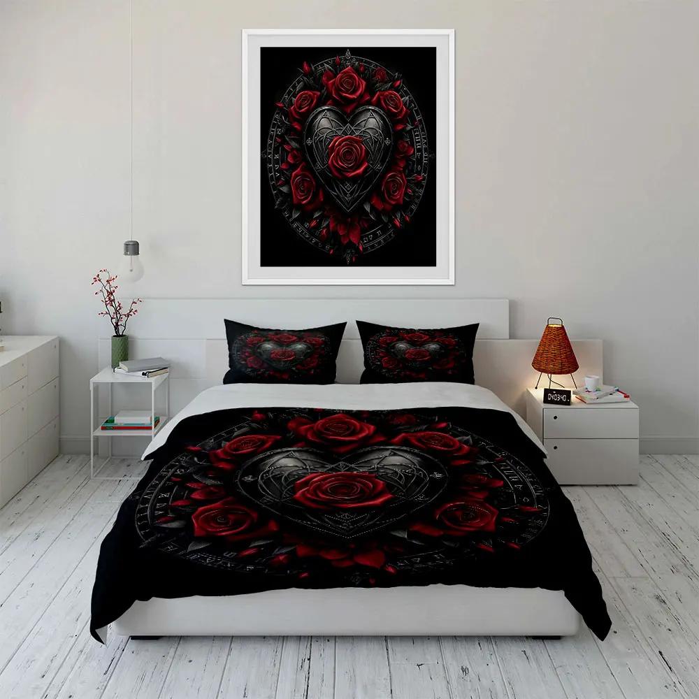"Romantic Gothic Heart Decor Set" Soft Comfortable Duvet Cover Bedding Set Included 1*Duvet Cover & 2*Pillowcases gift