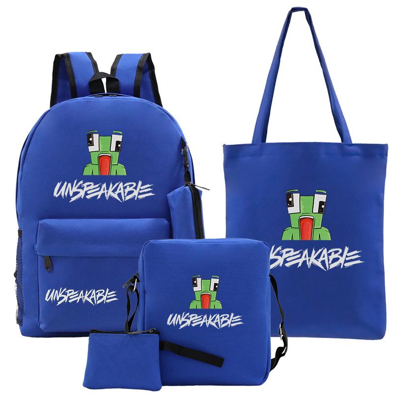 Casual Backpack Five-piece Backpack + Tote Bag + Shoulder Bag + Pencil Bag + Small Money Bag 3