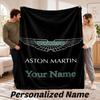 Aston Martin Personalized Flannel Blanket Custom Name Text Soft Throw Blanket Home Decor