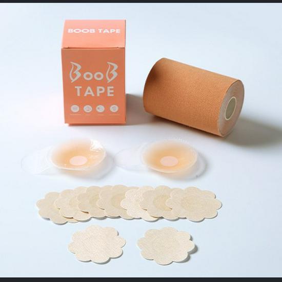 Seamless Breathable Nipple Covers with Breast Lift Adhesive Fabric Tape