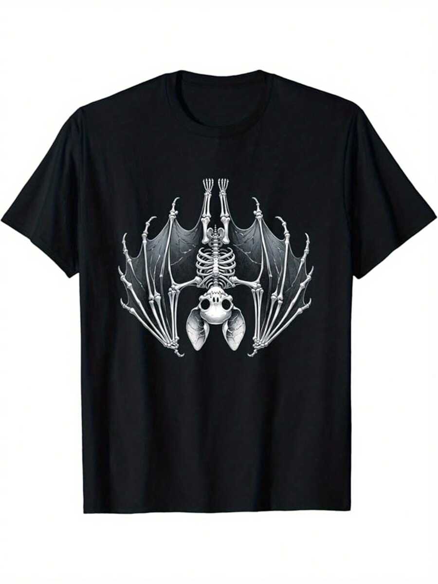 

Unisex s Cotton Bat Print T-Shirt - Casual Crew Neck, Short Sleeve Tee For Everyday & Outdoor Wear S