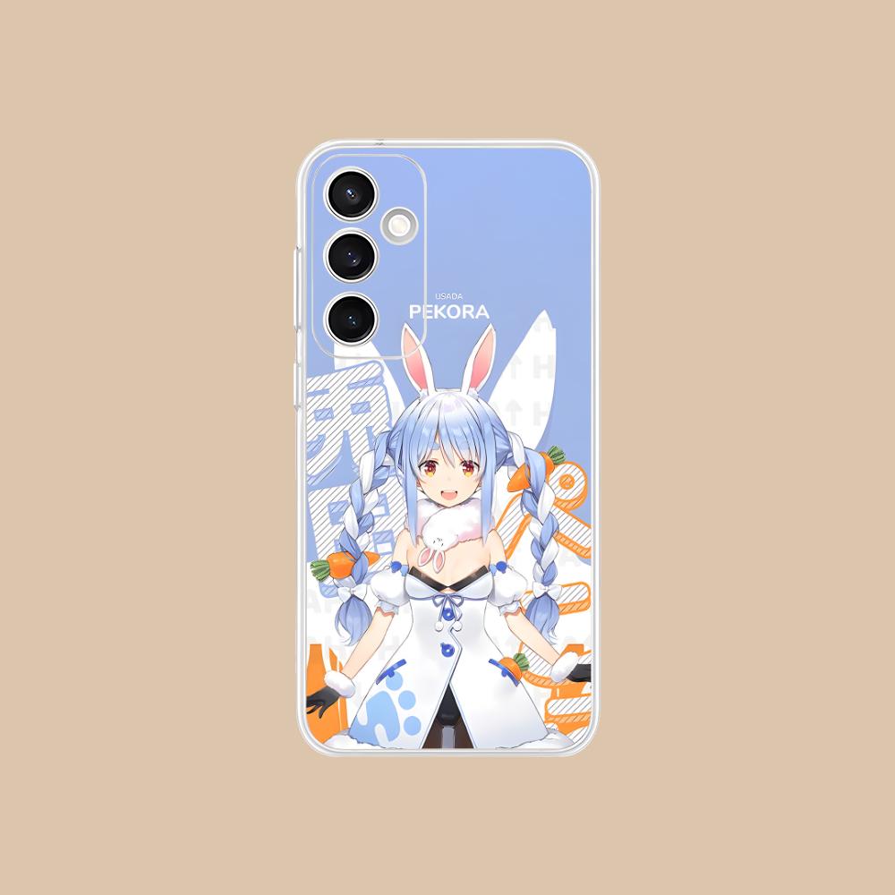 Holo Usada Pekora Clear Mobile Phone Case for Samsung Galaxy S25 S24 S23 S22 S21Plus FE Ultra Colorful Cover