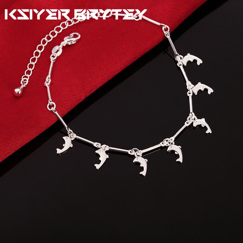 

Серебро 925 пробы Элегантные браслеты с цепочками дельфинов для женщин Роскошная мода Вечеринка Свадебные аксессуары Ювелирные изделия Рождественские подарки