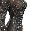 European & American Sexy Mesh See-Through Nightclub Dress with Bead Tassels and Long Sleeves