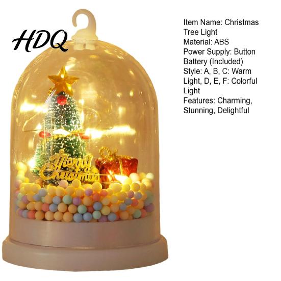Portable Festive Night Lamp Christmas Tree In Dome with LED Light Mini Cedar Light Up Cute Winter Home Decor Ornament Battery Powered Decorative