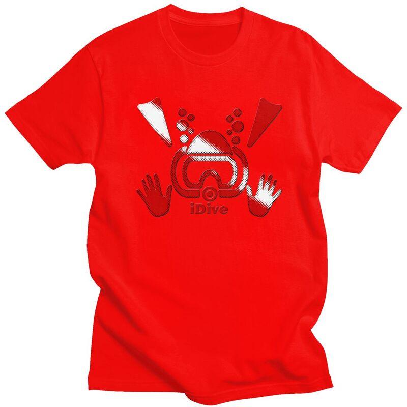 

Custom IDive Dive Flag Scuba Diving Tshirts for Men Short Sleeves Casual T Shirt Diver Tshirts Pure Cotton Tee Gift S