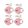4 Set Heart Padlock Zinc Alloy 38x30mm Love Lock with Key for Jewelry Boxes Wallets Handbags Rose