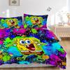 SpongeBob SquarePants Kunst Beddengoed Set Dekbedovertrek Cadeau voor Slaapkamer, Bevat 1 Overtrek en 2 Kussenslopen, Zonder VullingB660