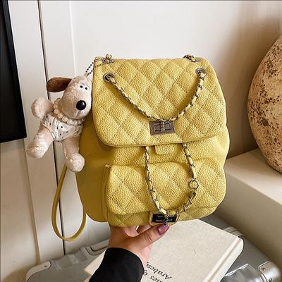Summer Trend Small Fragrant Wind Rhombus Chain Small Backpack Bag Women'S Versatile Foreign Style Light Luxury Backpack