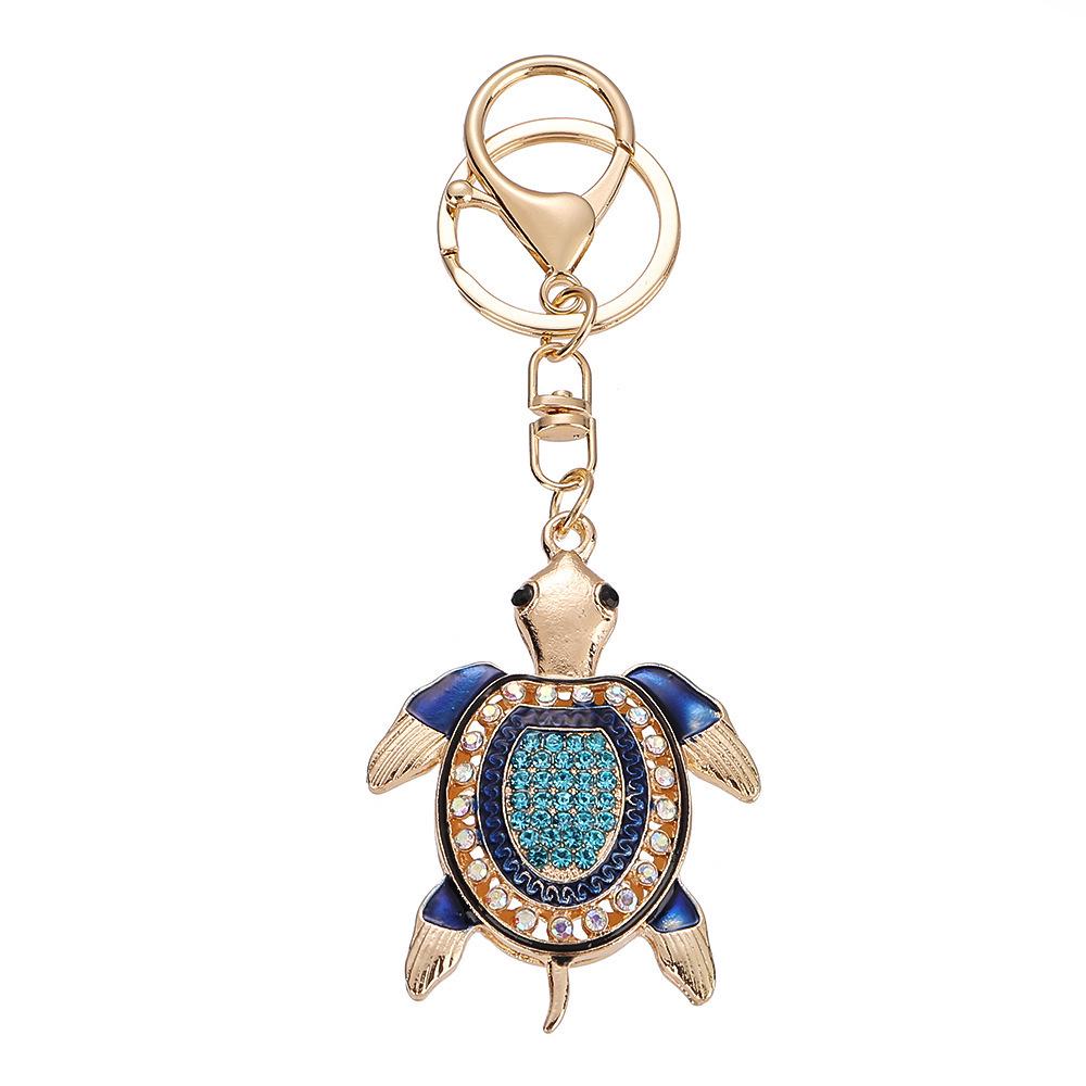 Creatieve Strass Schildpad Sleutelhanger: Schattige Cartoon Schildpad Tasbedel, Glanzende Metalen Hanger