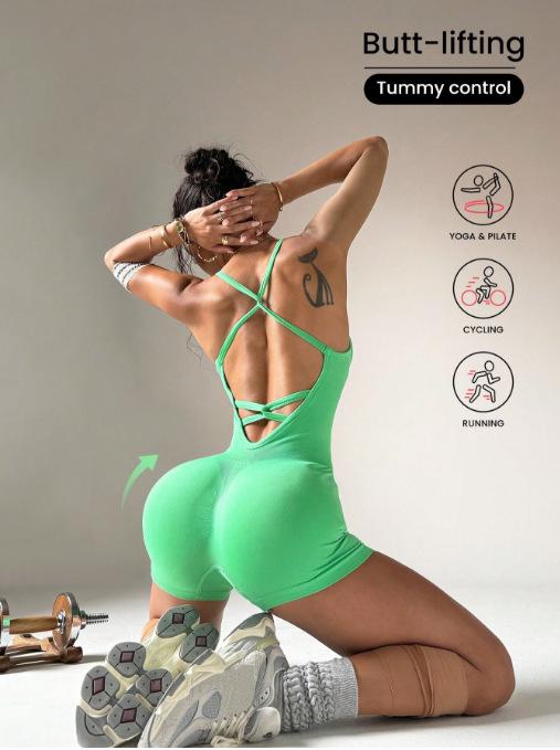 JYL Sports Slim Yoga Jumpsuit Shorts Fitness Hip Lifting Outfit S аэро