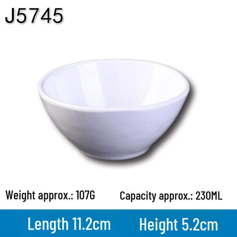 Melamine White Soup Bowl, 4.5-Inch A5 Rice Bowl for Hotel, Canteen, or Fast Food Use