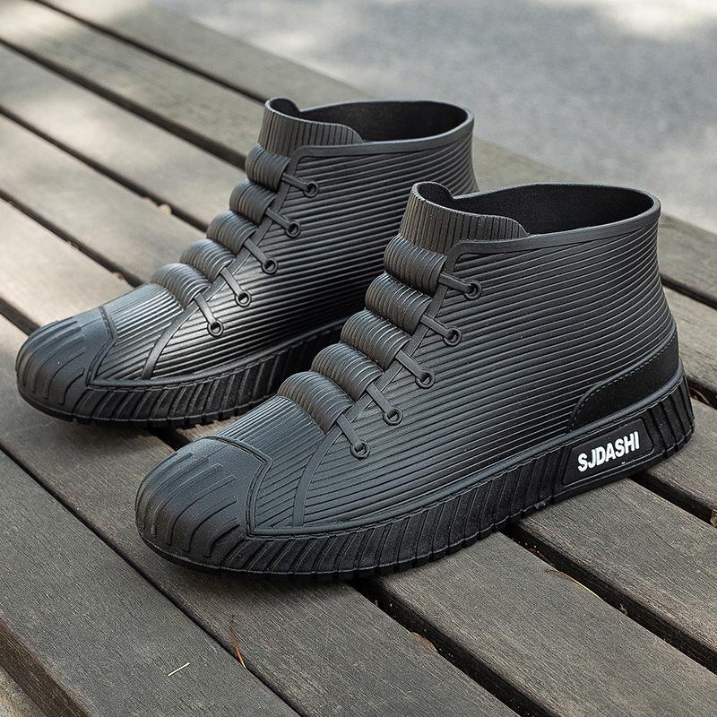 Korean Style Men's Waterproof Short Ankle Rain Boots for Spring/Autumn - Versatile Rubber Shoes for Outdoor, Work, and Fishing