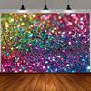 One colorful and glittering hexagonal party banner - Birthday, with a colorful confetti design on a polyester fabric background