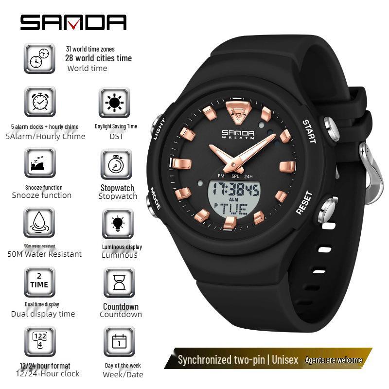 SANDA Dopamine Trend Waterproof Casual Wristwatch for Men and Women
