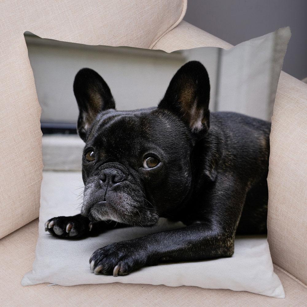 Cute Pet Mini French Bulldog Pillowcase Home Sofa Car Decoration Animal Dog Cushion Cover Printed