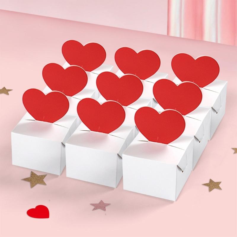 10Pcs Foldable Paper Gift Packaging Box Candy Chocolate Holder Box For Valentines Day Wedding Anniversary Gift Wrapping