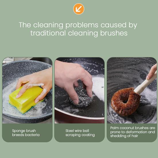 Kitchen Cleaning Brush Press Dish Pot Scrubber with Transparent Windows Kitchen Washing Tools for Stoves Range Hoods Sinks