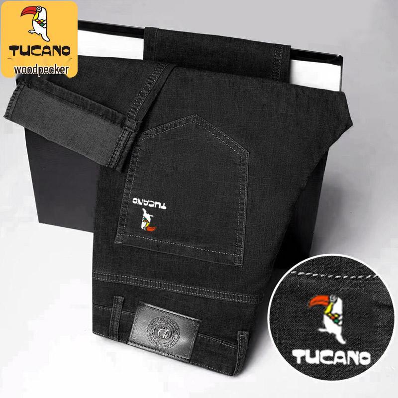 Woodpecker Men's Fleece-lined Straight Leg Stretch Jeans - Loose Fit, Plus Size, Warm Casual Pants for Autumn/Winter