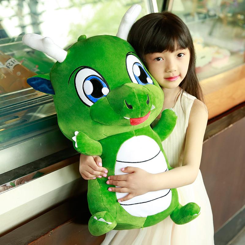 Zacht Pluizig Draken Knuffeldier Met Grote Ogen Schattige Opgezette Draak Ideaal Om Knuffelen En Vakantiecadeaus. 30cm green