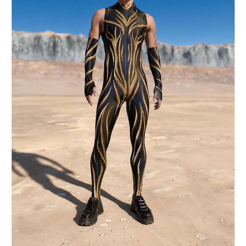 Unisex Cyber Punk 3D Digital Printing Halloween Party Role Play Outfit Women Men Cosplay Costume Carnival Jumpsuit