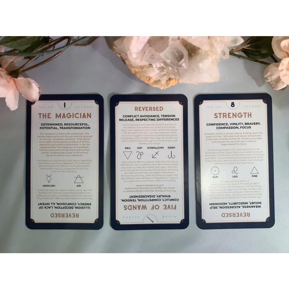 10,3*6 cm Tarotorial Tarot Training Deck 78 stk Kort med nøkkelord som betyr for nybegynnere