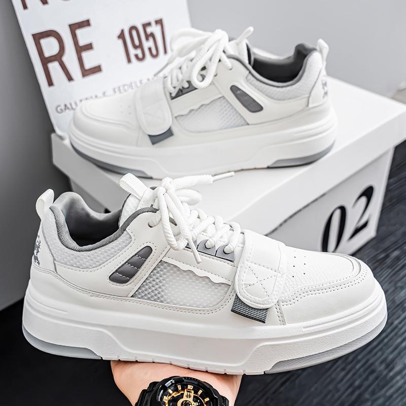 2025 new lace-up summer breathable mesh white shoes sports and leisure fashion trend versatile comfortable board shoes men