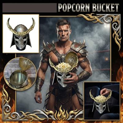 Maska czaszki w stylu samurajskim Pudełko do przechowywania pojemnika na popcorn do wystroju domu i kolekcjonowania Pojemnik na Halloweenowy Cosplay