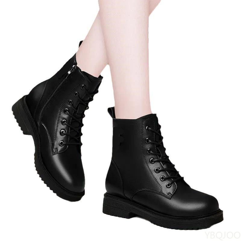 Fashionable versatile women's boots winter new Elegant simple comfortable thick square toe thick heel women short boots