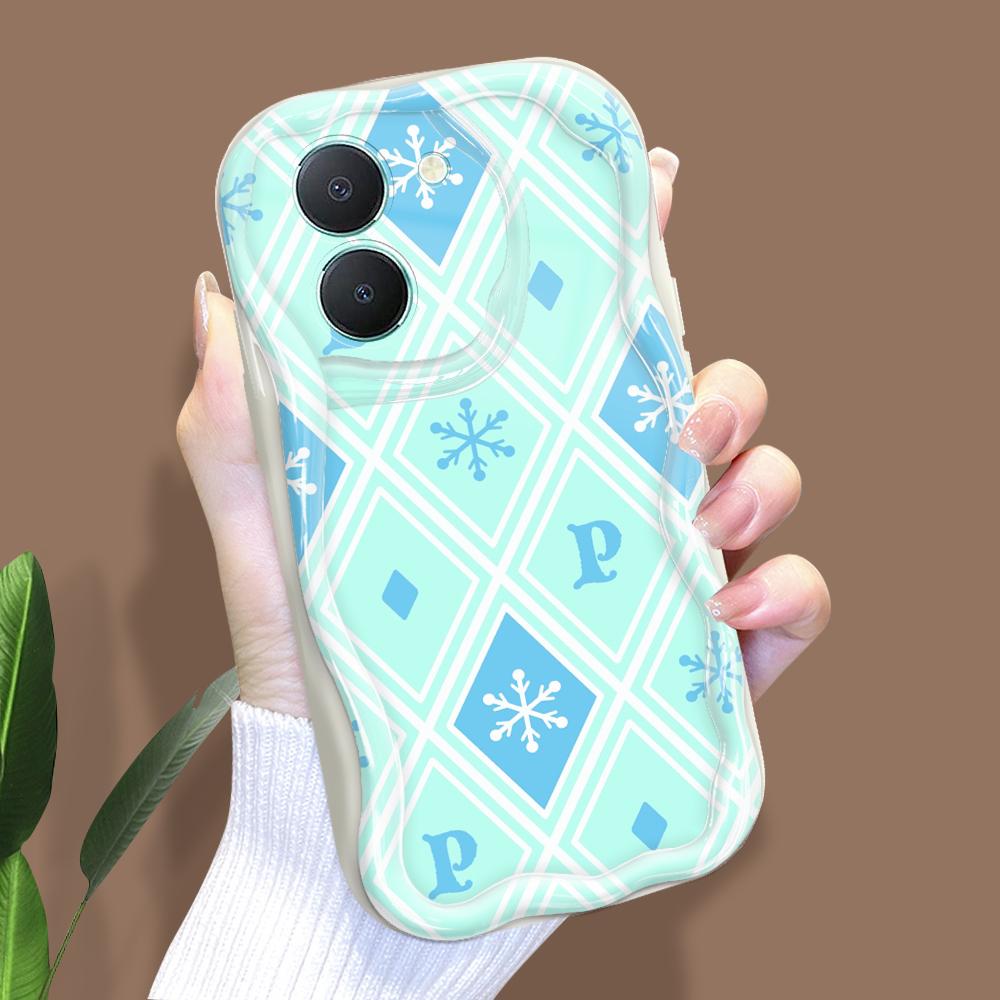 

Милый мультяшный узор, кремовая текстура, мягкий силиконовый чехол с волнистыми краями, чехол для телефона для Vivo Vivo Y03T белый