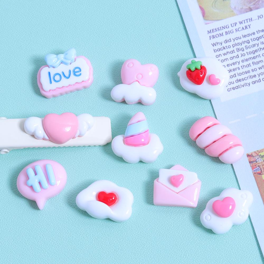 Pink Mini Clouds Glossy Resin Accessories - DIY Cream Glue for Phone Cases, Water Cups, Nail Art, and Earrings