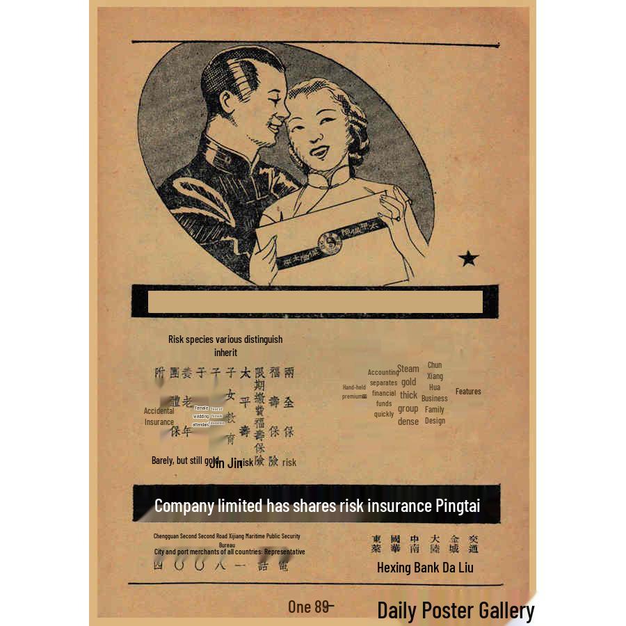 Vintage Chinese Era Poster: Retro Bar, Restaurant, and Coffee Shop Kraft Paper Wall Art